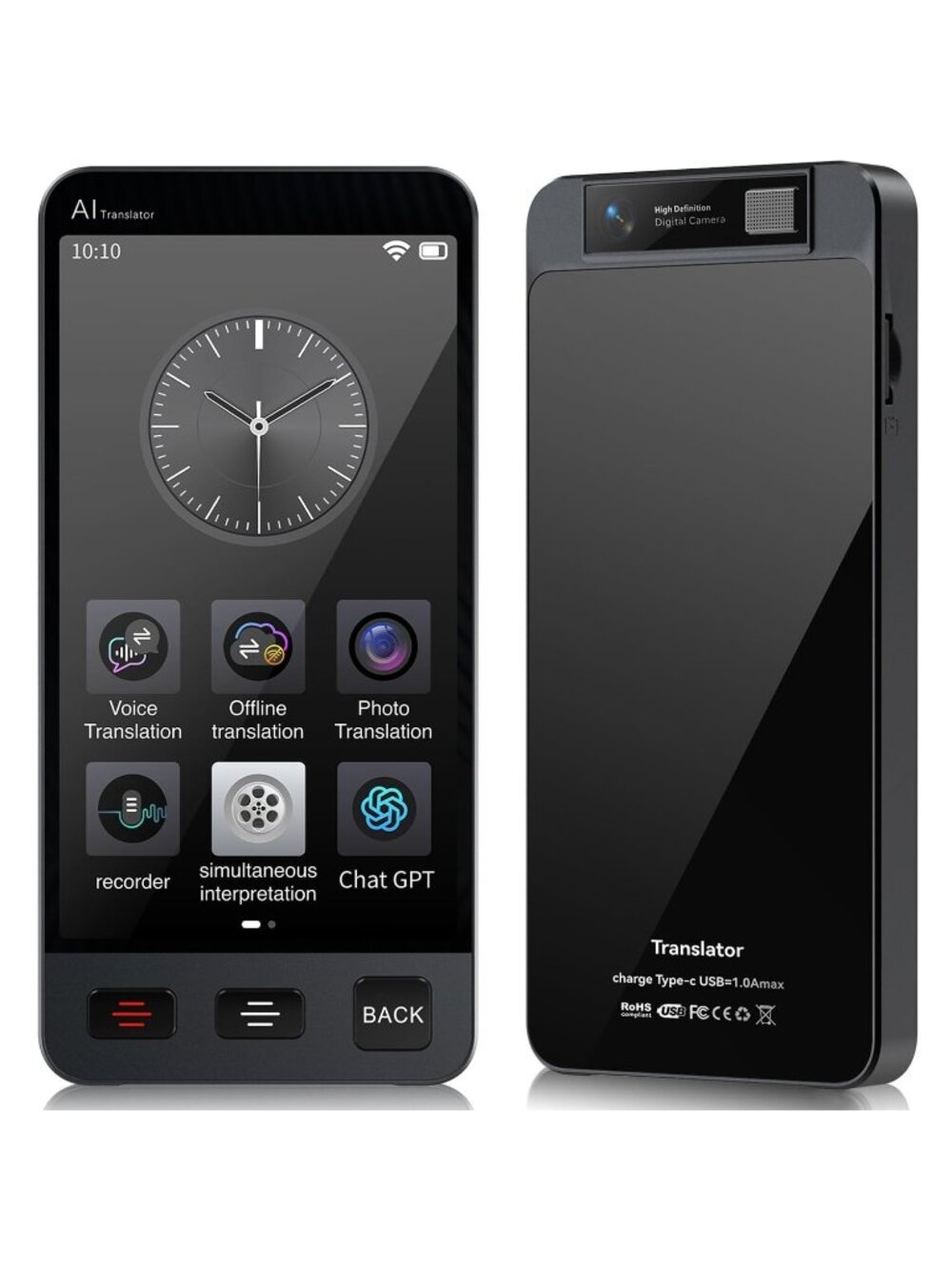 Offline Language Translator Device, M80 ChatGPT Instant Translator No WiFi Neede